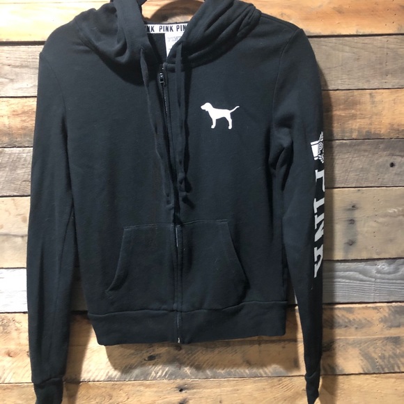 VS PINK black, lightweight, zip up  hoodie (XS) - Picture 5 of 8